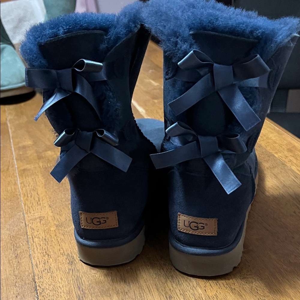 UGG Women's Dark Blue Boots with Ribbon Accents